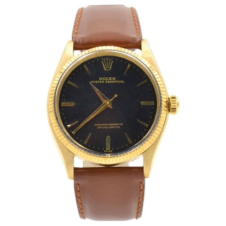 Rolex yellow Gold Oyster Perpetual Wristwatch Ref 1005, circa 1966 For Sale