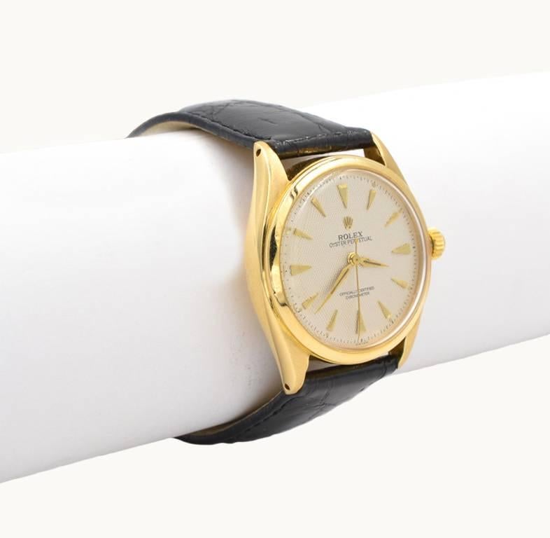 Rolex yellow Gold Oyster Perpetual Wristwatch Ref 6084, circa 1962 For Sale 1