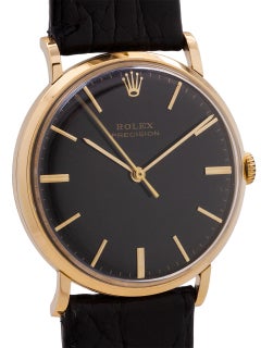 Rolex Yellow Gold Precision Dress manual wind Wristwatch, circa 1950