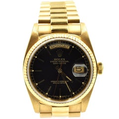 Rolex Yellow Gold President Black Dial Day-Date automatic Wristwatch Ref 18038