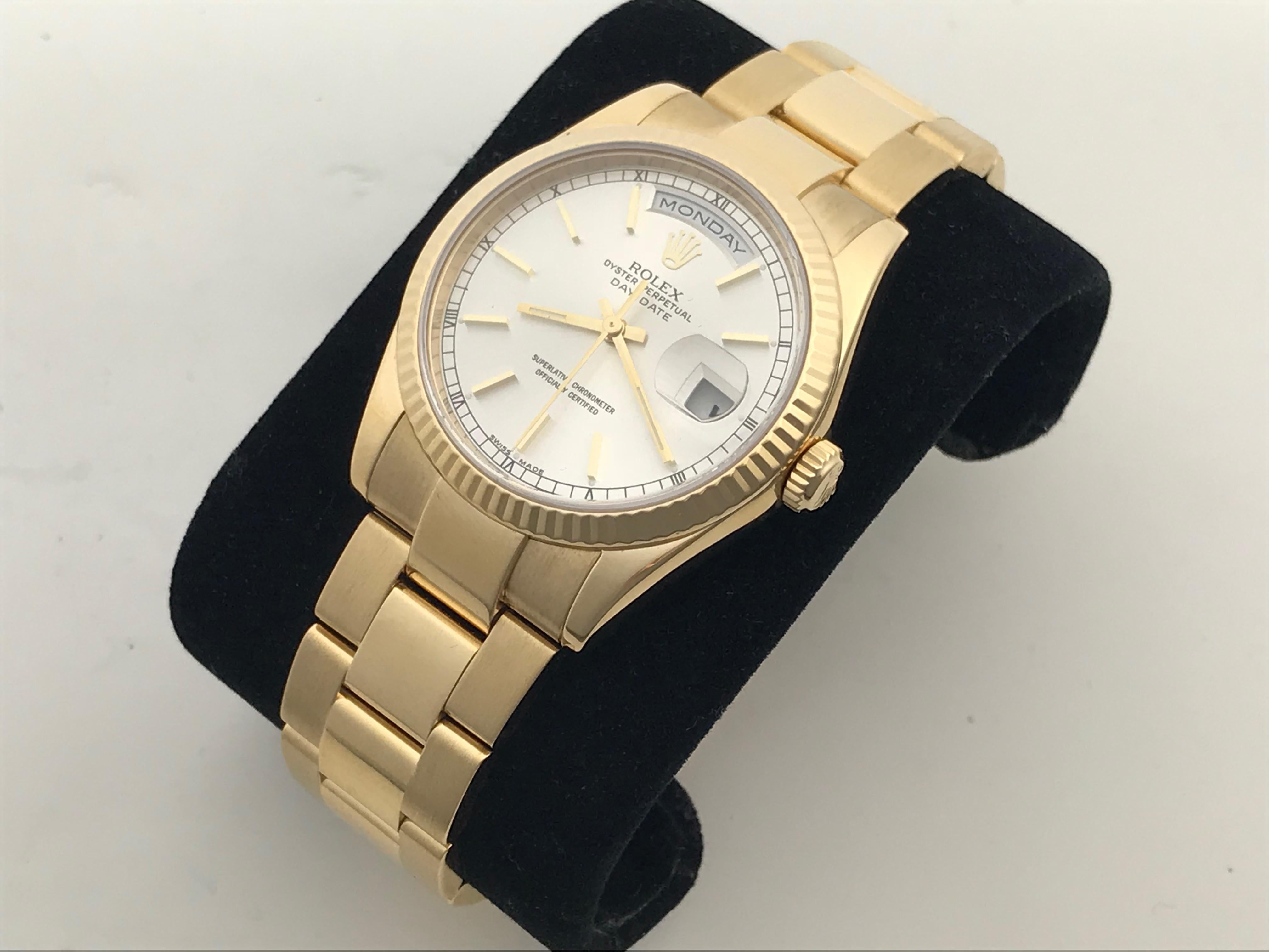 Rolex Yellow Gold President Day-Date Oyster Automatic Wristwatch Ref 118238 In New Condition In Dallas, TX