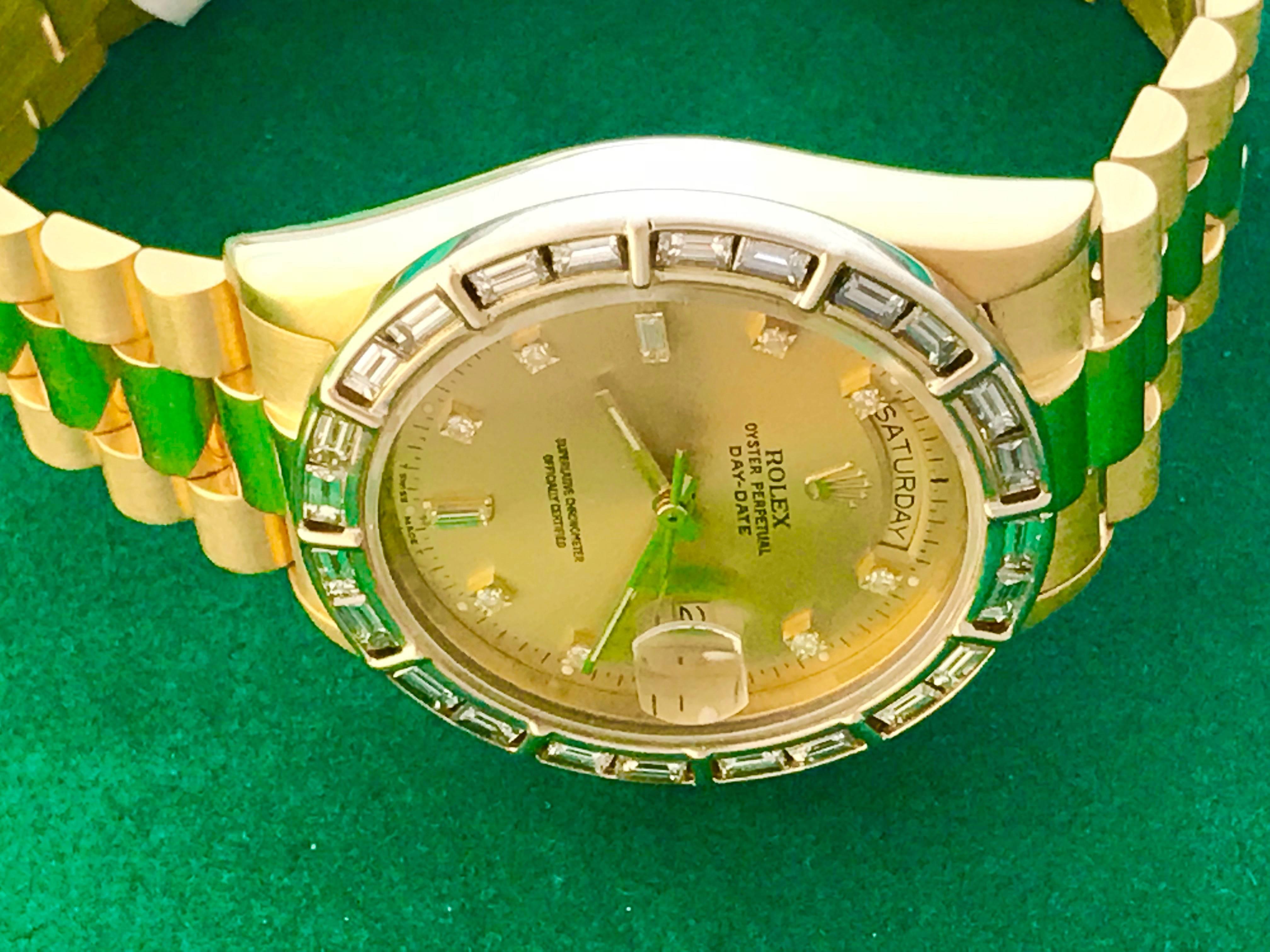 Men's Rolex Yellow Gold President Day-Date Oyster With Diamonds Automatic Wristwatch