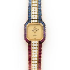 Rolex Yellow Gold Rainbow Diamond and Sapphire Watch