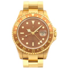 Retro Rolex Yellow Gold "Root Beer" GMT-Master II Wristwatch Ref 16718