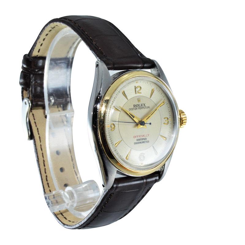Rolex Yellow Gold Stainless Steel Bubble Back Oyster Perpetual Watch, 1950 1
