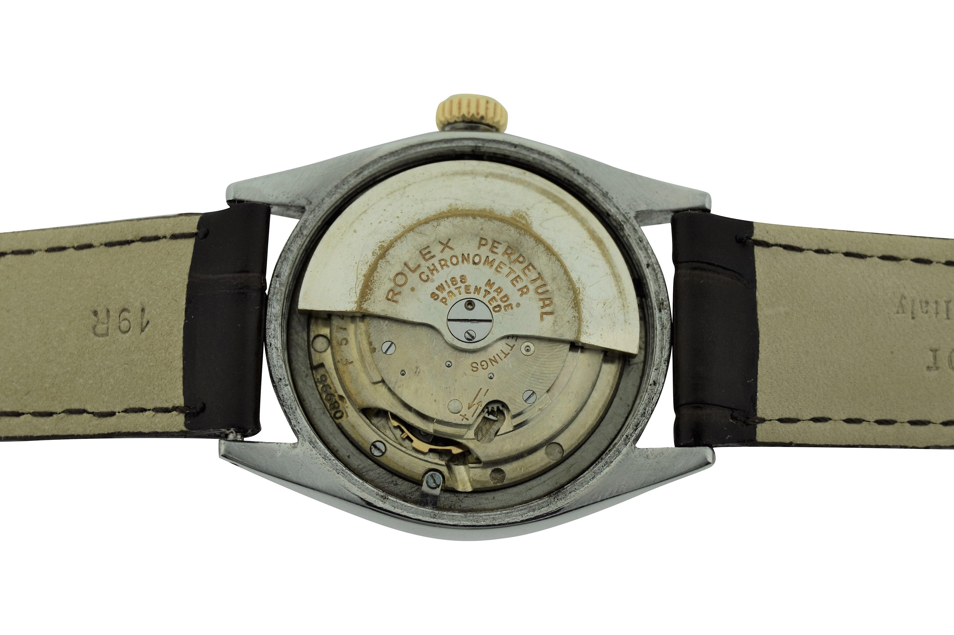 Rolex Yellow Gold Stainless Steel Bubble Back Oyster Perpetual Watch, 1950 4