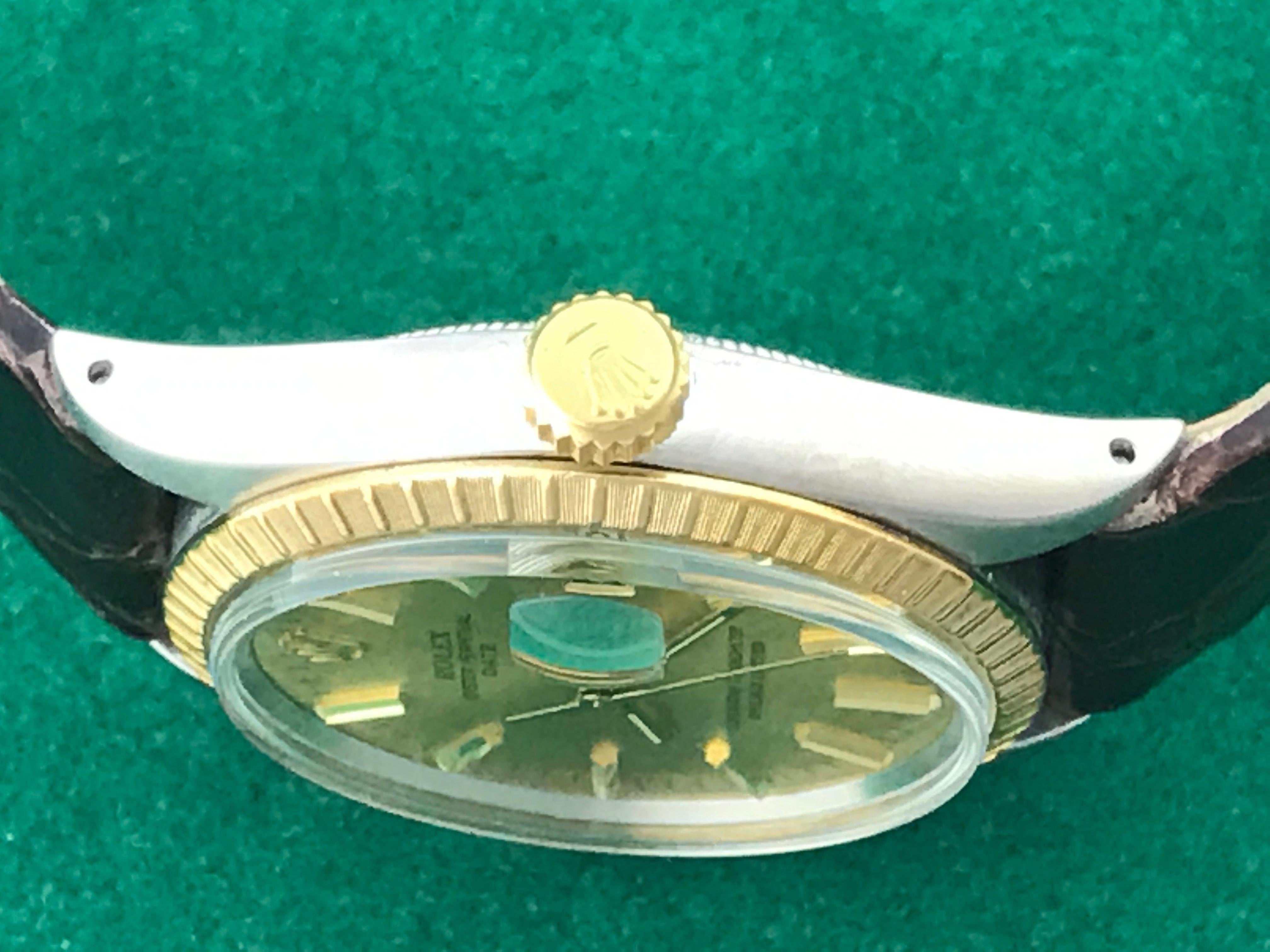 Rolex Yellow Gold Stainless Steel Datejust Automatic Wristwatch Ref 1601 In Excellent Condition In Dallas, TX