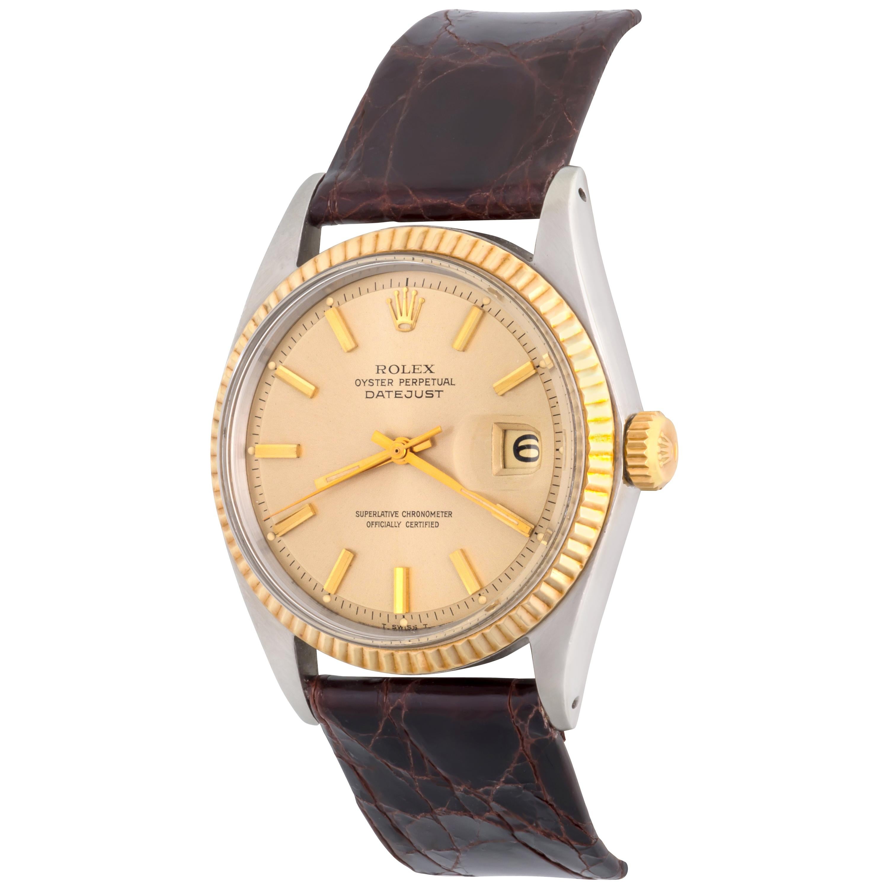 Rolex Yellow Gold Stainless Steel Datejust Automatic Wristwatch Ref 1601