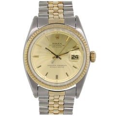 Retro Rolex Yellow Gold Stainless Steel Datejust Automatic Wristwatch Ref 1601