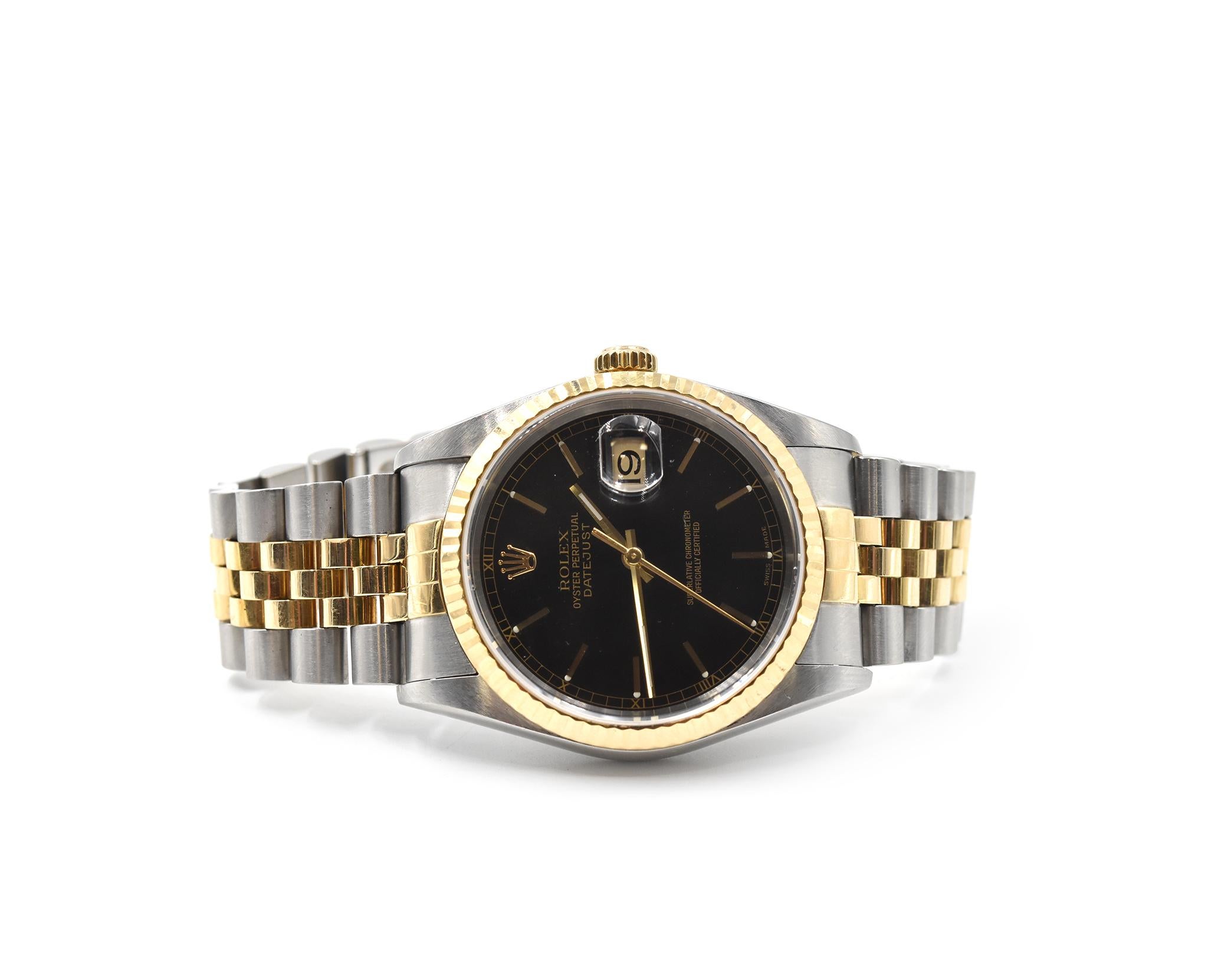 Rolex Yellow Gold stainless steel Datejust automatic Wristwatch Ref 16233 In Excellent Condition In Scottsdale, AZ