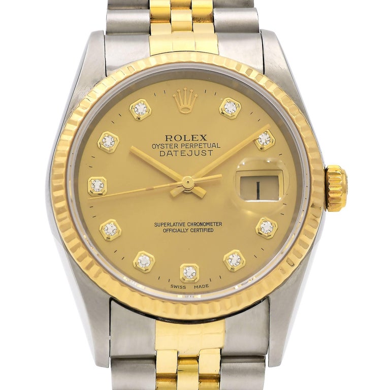 Rolex Yellow Gold Stainless Steel DateJust automatic Wristwatch Ref ...