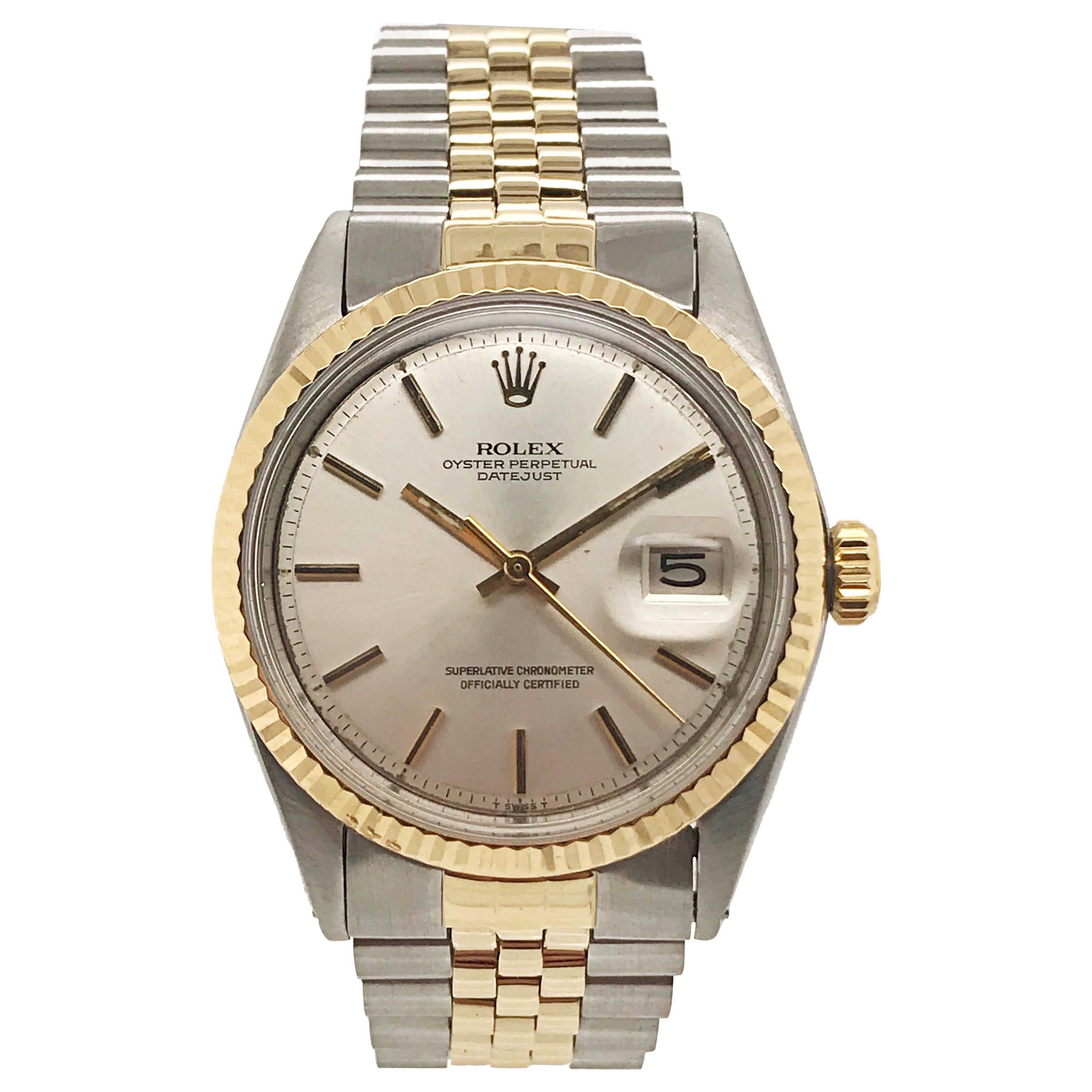 Rolex Yellow Gold Stainless Steel Datejust Jubilee Bracelet Wristwatch, c 1970