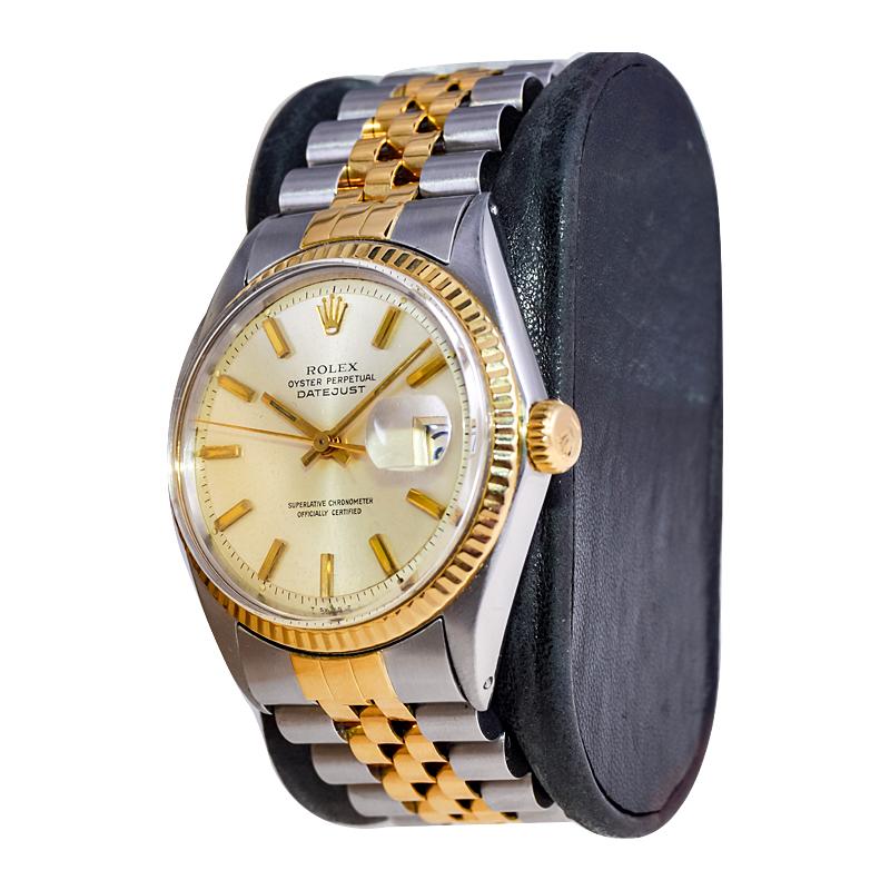 Women's or Men's Rolex Yellow Gold Stainless Steel Datejust Oyster Perpetual Watch Dated 1970