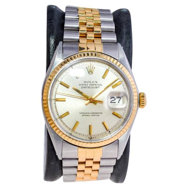 Rolex Yellow Gold Stainless Steel Datejust Oyster Perpetual Watch Dated 1970  at 1stDibs
