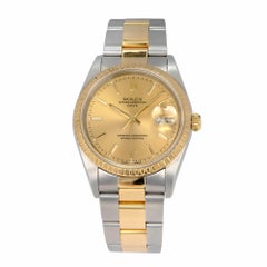 Rolex Yellow Gold Stainless Steel Datejust Wristwatch Ref 15223
