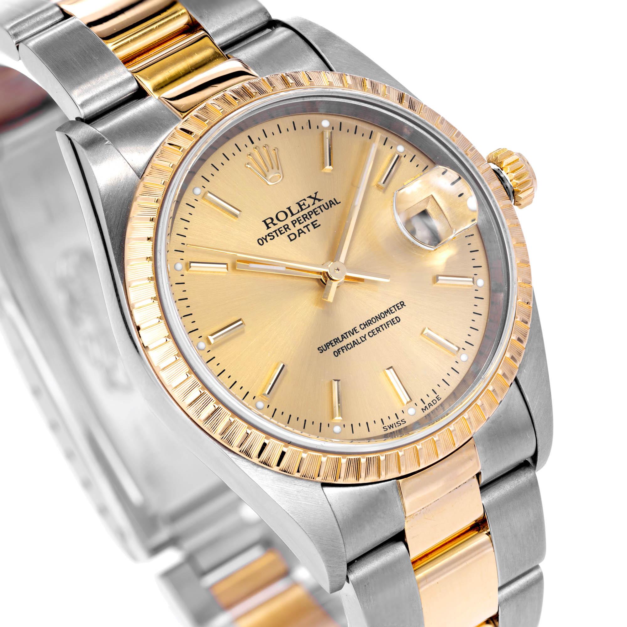 Rolex Yellow Gold Stainless Steel Datejust Wristwatch Ref 15223 In Good Condition In Stamford, CT