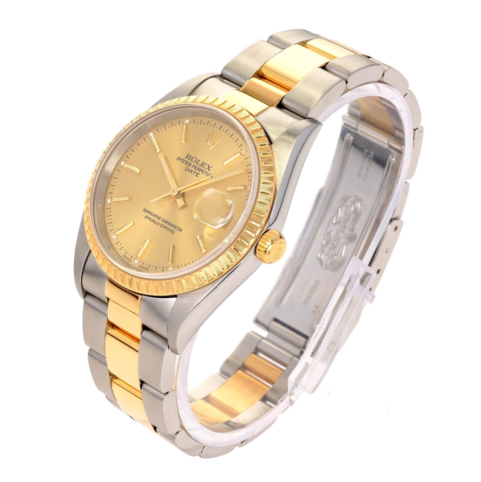 Men's Rolex Yellow Gold Stainless Steel Datejust Wristwatch Ref 15223