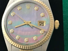 Rolex Yellow Gold Stainless Steel Diamond Datejust Automatic Wristwatch 16013