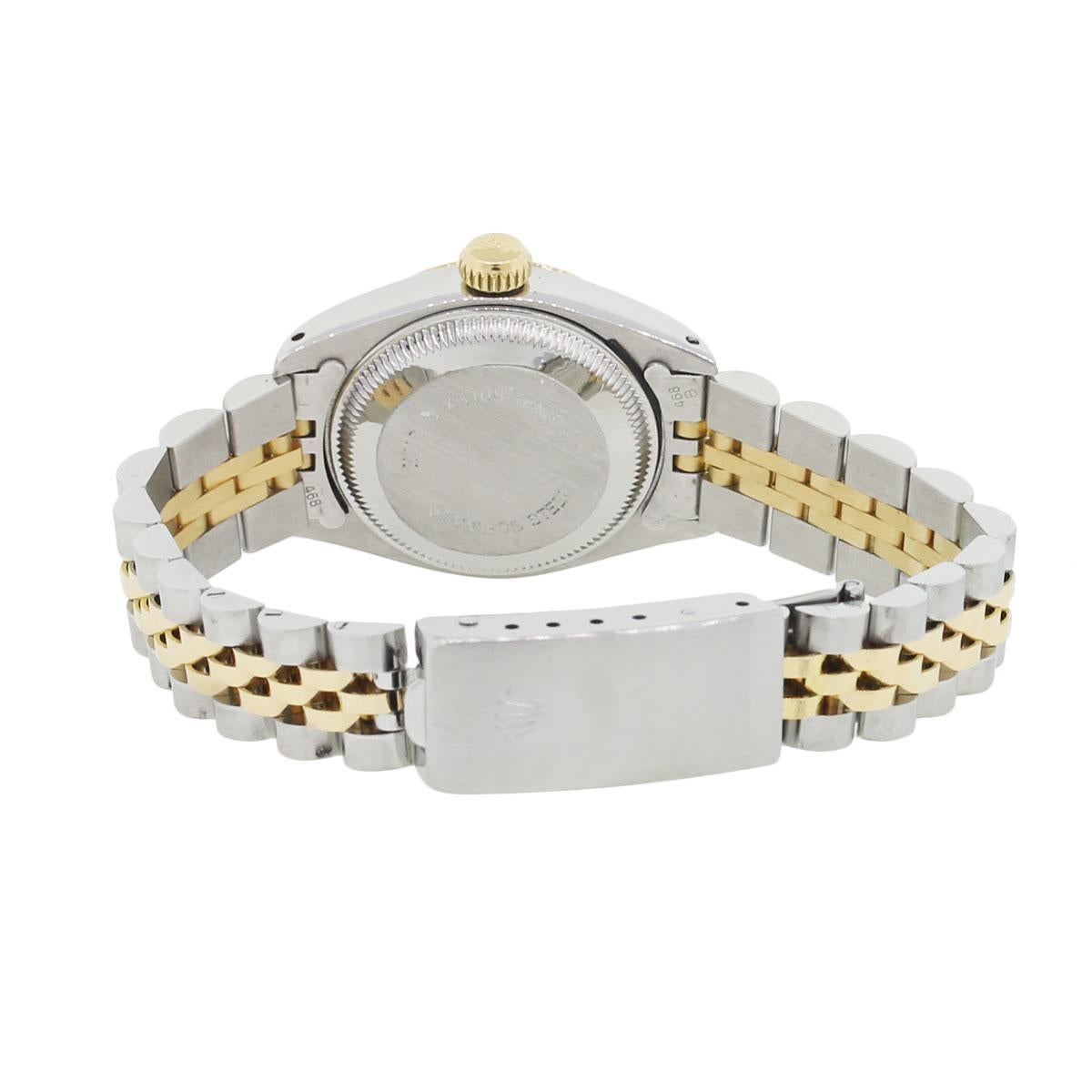 Round Cut Rolex Yellow Gold Stainless Steel Diamond Datejust Automatic Wristwatch Ref 6916