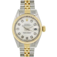 Rolex Yellow Gold Stainless Steel Diamond Datejust Automatic Wristwatch Ref 6916