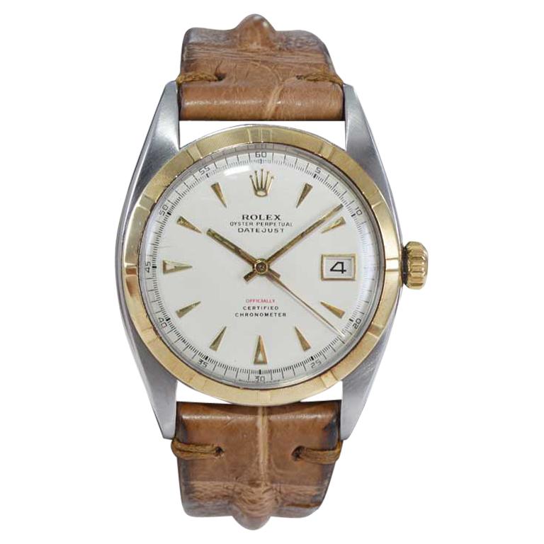 Rolex Yellow Gold Stainless Steel Early Datejust Perpetual Wind Watch, 1953