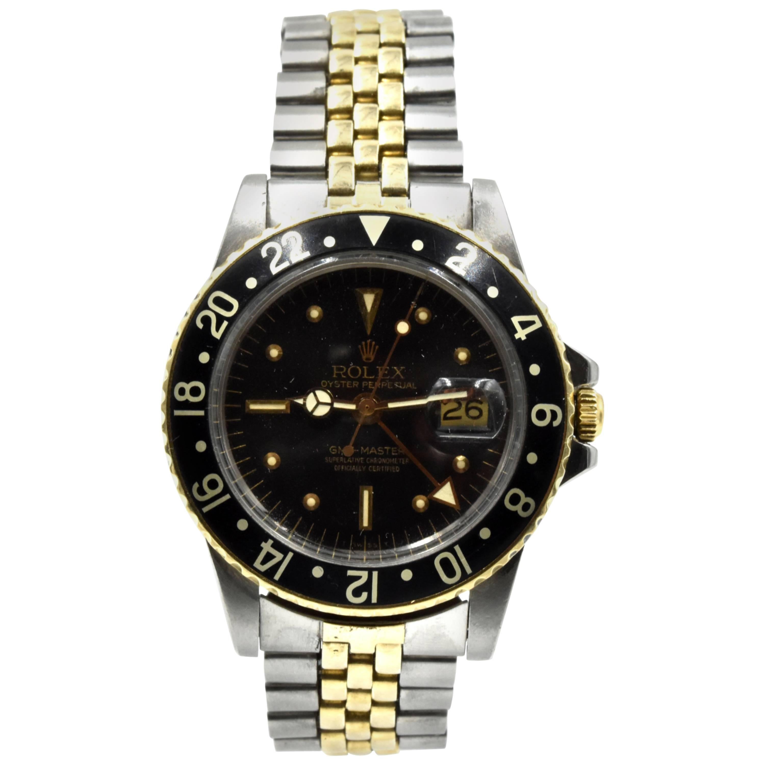 Rolex yellow Gold stainless steel GMT-Master Nipple Dial automatic Wristwatch 
