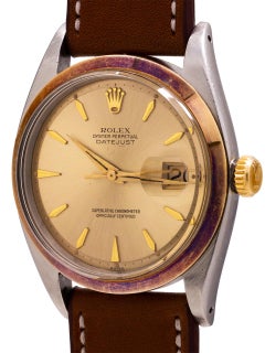 Rolex Yellow Gold Stainless Steel Oyster Datejust self winding Wristwatch, c1963