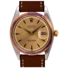 Retro Rolex Yellow Gold Stainless Steel Oyster Datejust self winding Wristwatch, c1963