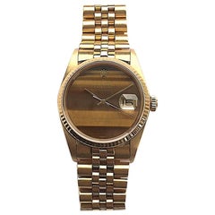 Rolex Yellow Gold Tiger's Eye Dial Datejust Automatic Wristwatch, 1980s
