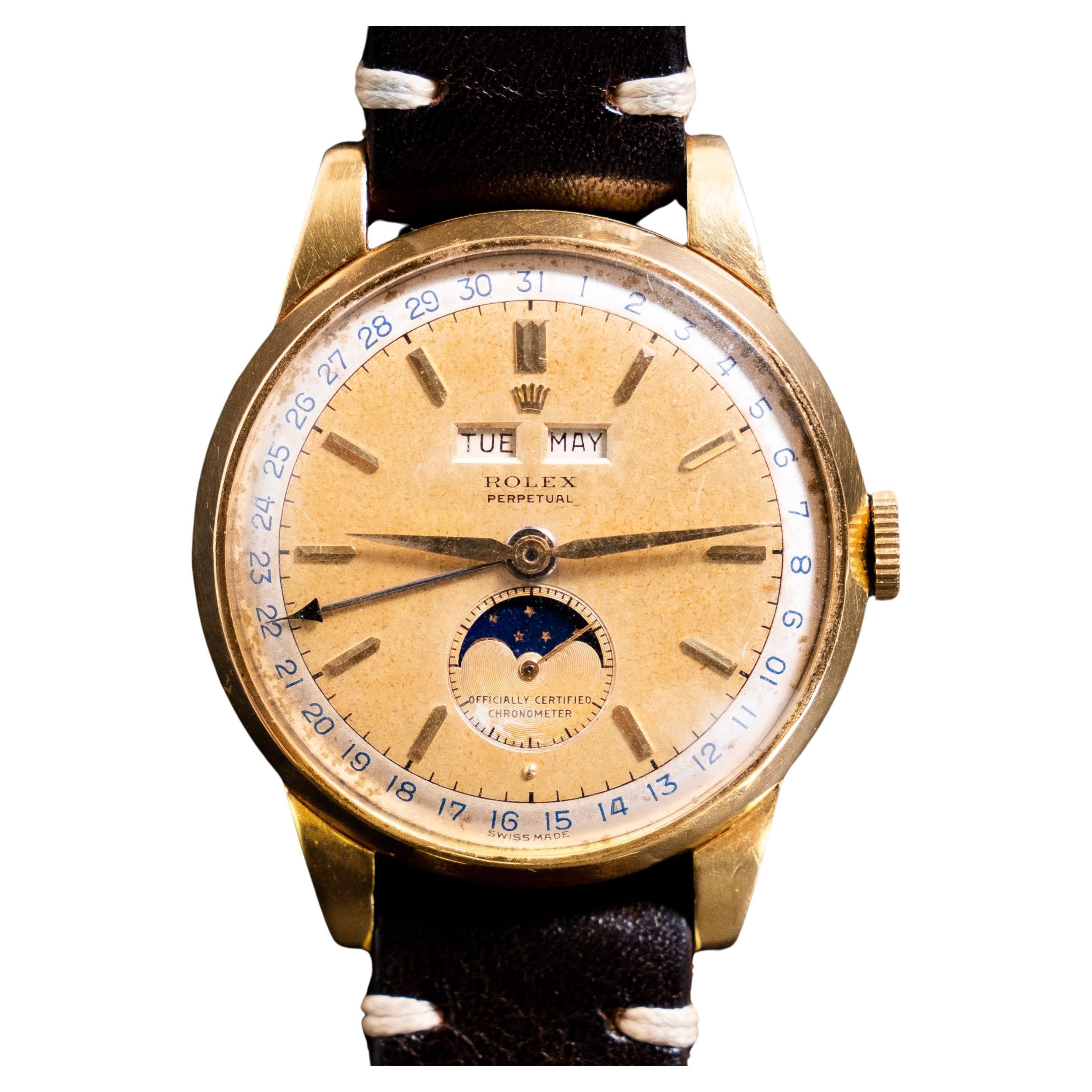 Rolex Yellow Gold Triple Date Calendar Moonphase Automatic Watch 8171, 1950