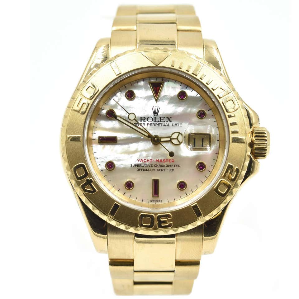 Rolex Yellow Gold Yacht-Master Mother-of-Pearl Ruby Dial Automatic ...