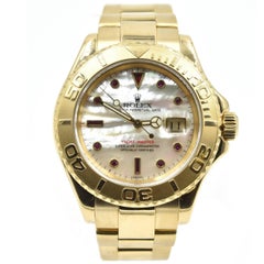 Rolex Yellow Gold Yacht-Master Mother-of-Pearl Ruby Dial Automatic Wristwatch