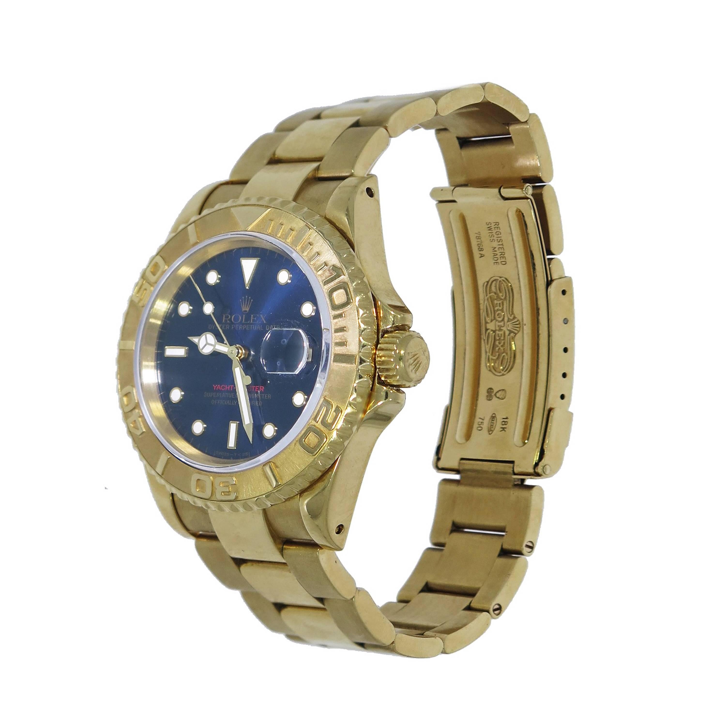 Rolex Yellow Gold Yachtmaster self-winding Wristwatch In Excellent Condition In Greenwich, CT