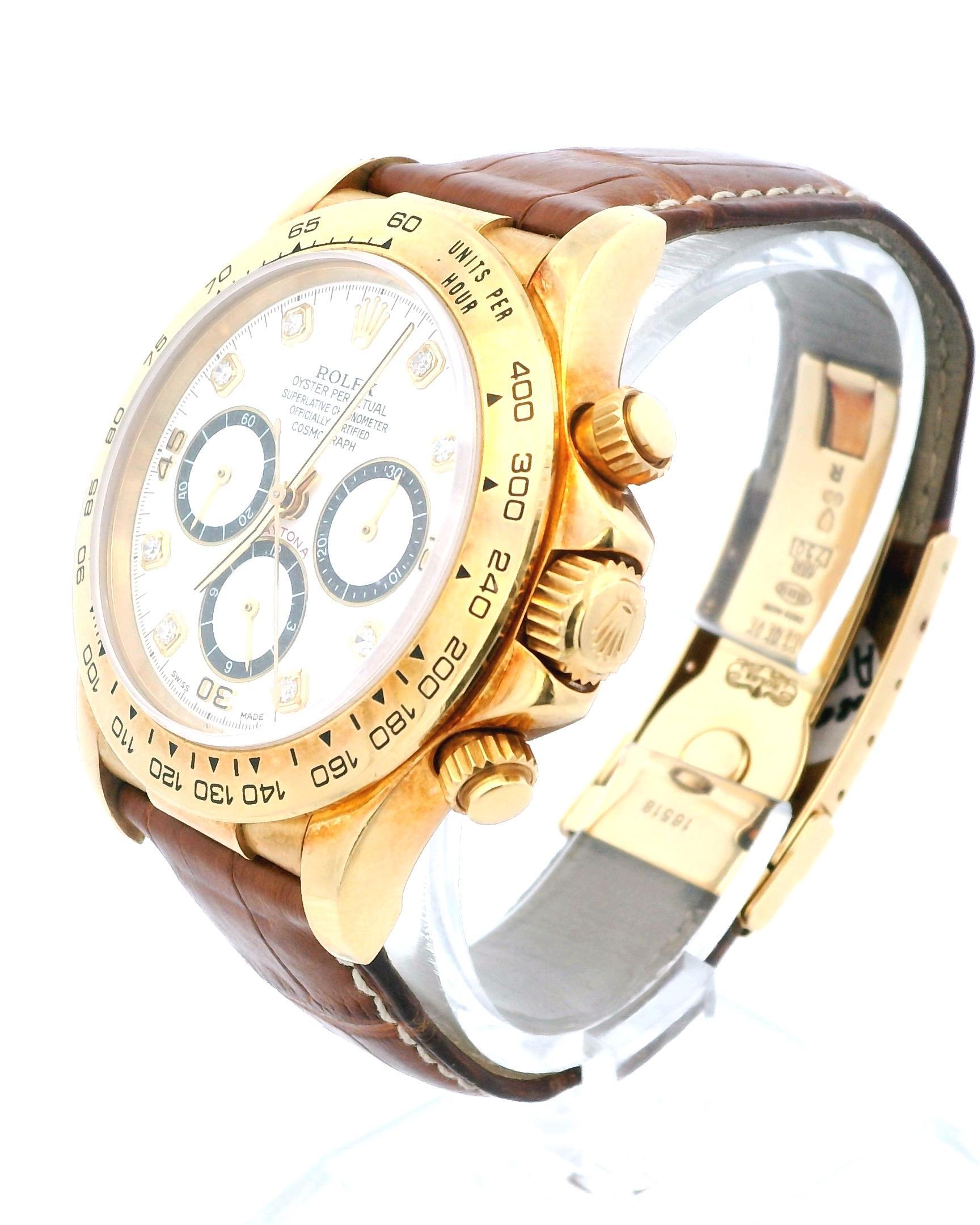 Montre Rolex 'Zenith' Daytona 16518 à cadran en diamants Bon état - En vente à Great Neck Plaza, NY