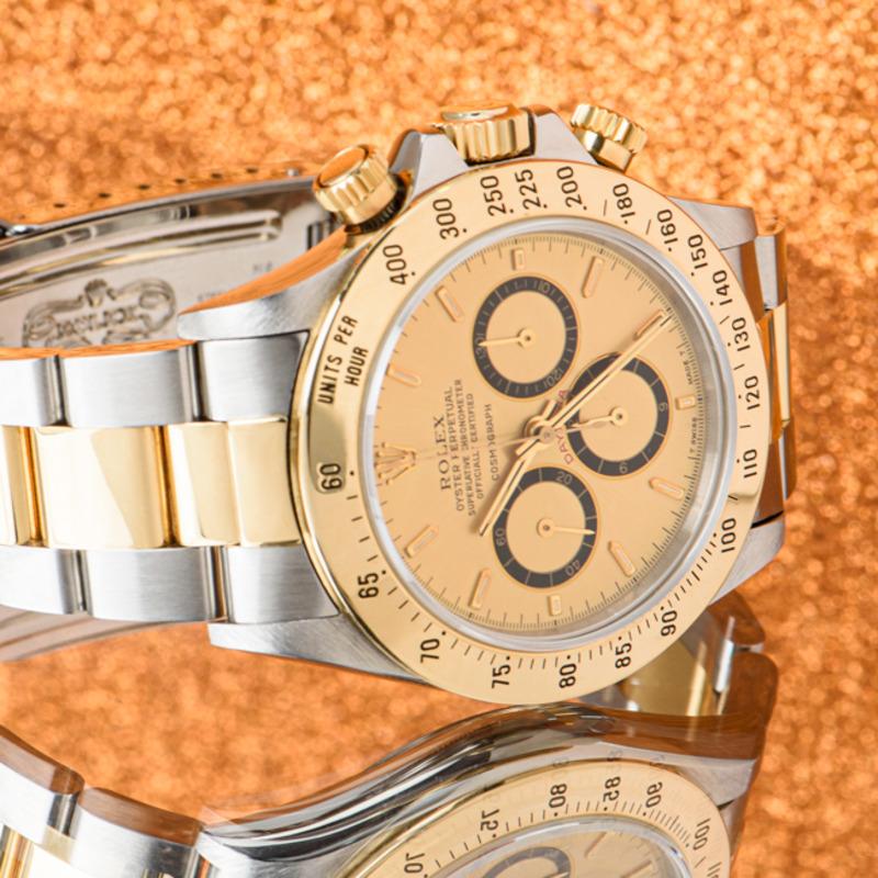 Rolex Zenith Movement Daytona Rare Champagne Mark I Montre flottante 16523 en vente 1
