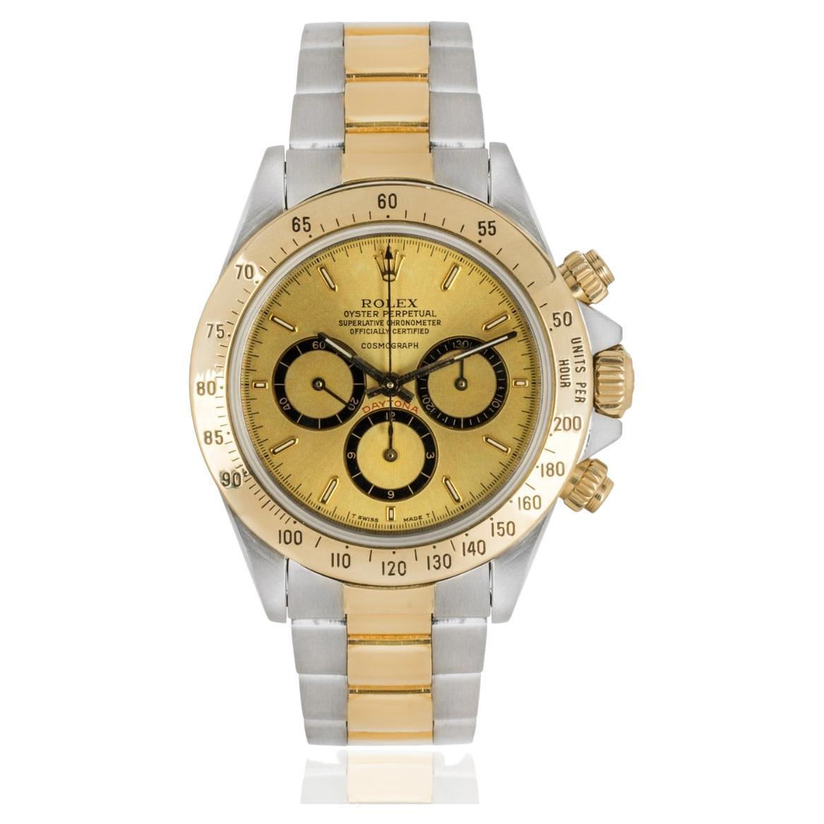 Rolex Zenith Movement Daytona Stainless Steel & Gold Rare Mark I Dial B&P 16523 For Sale