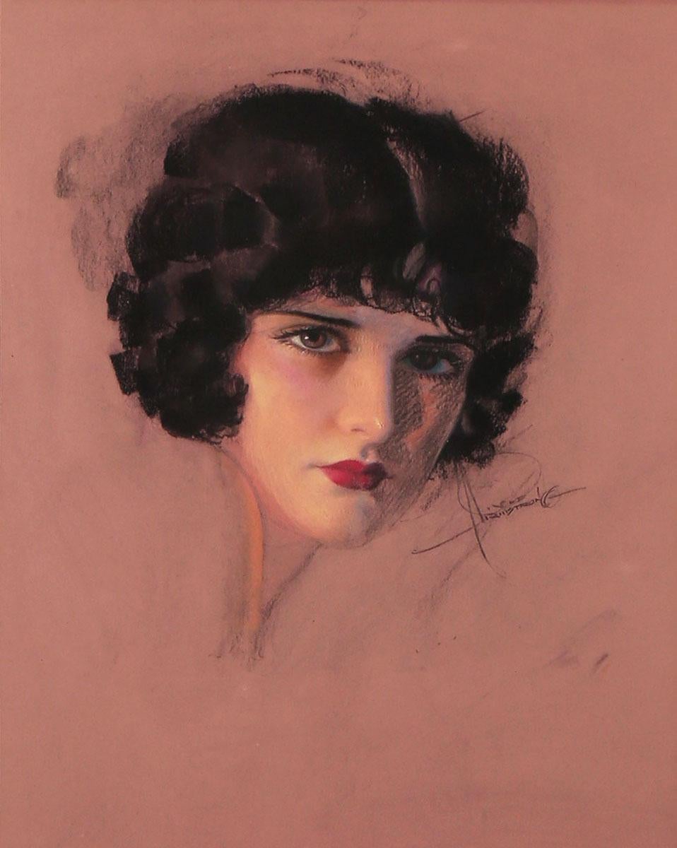 Rolf Armstrong Figurative Painting - Portrait of Evelyn Brent