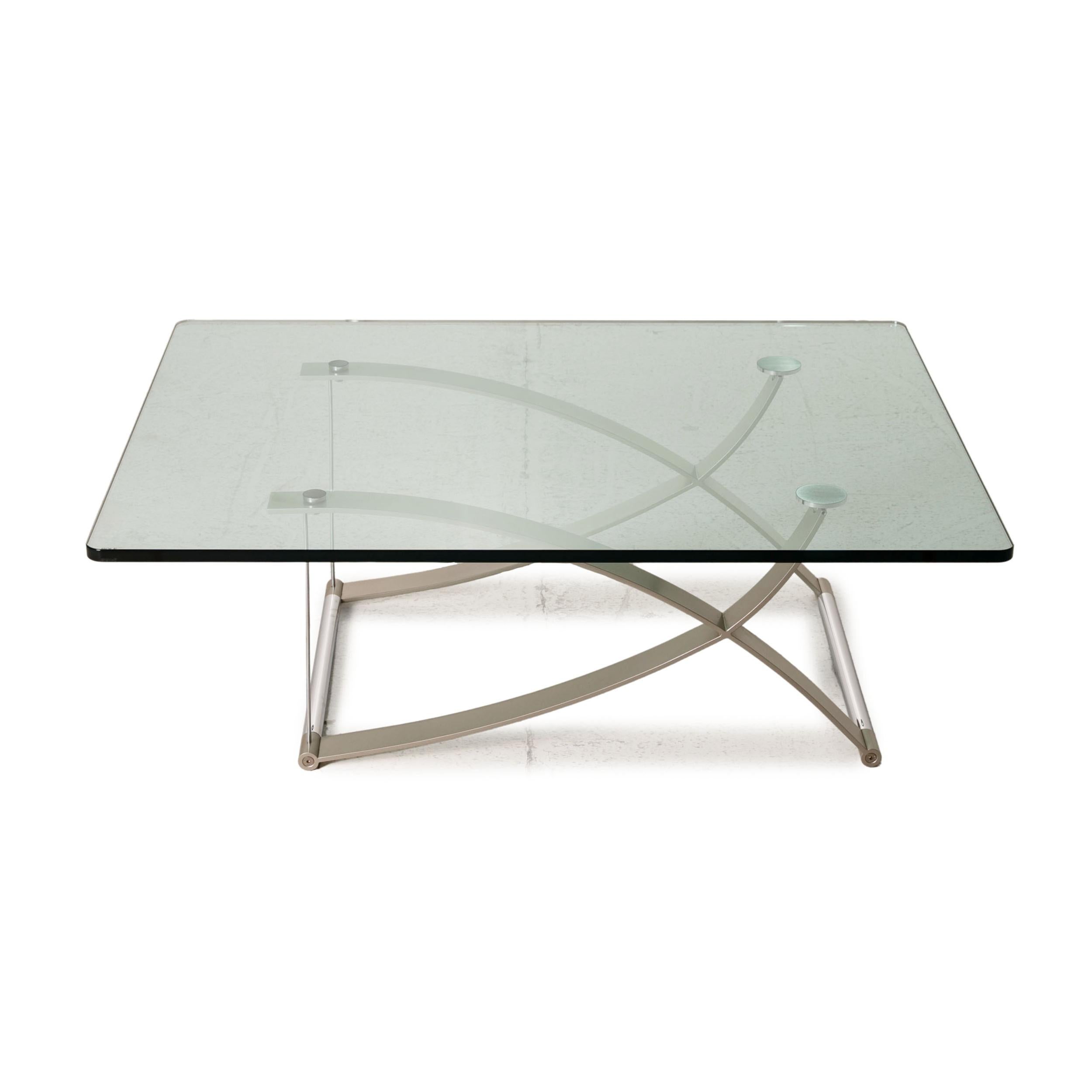 Rolf Benz 1150 Glass Table Silver Coffee Table In Good Condition In Cologne, DE