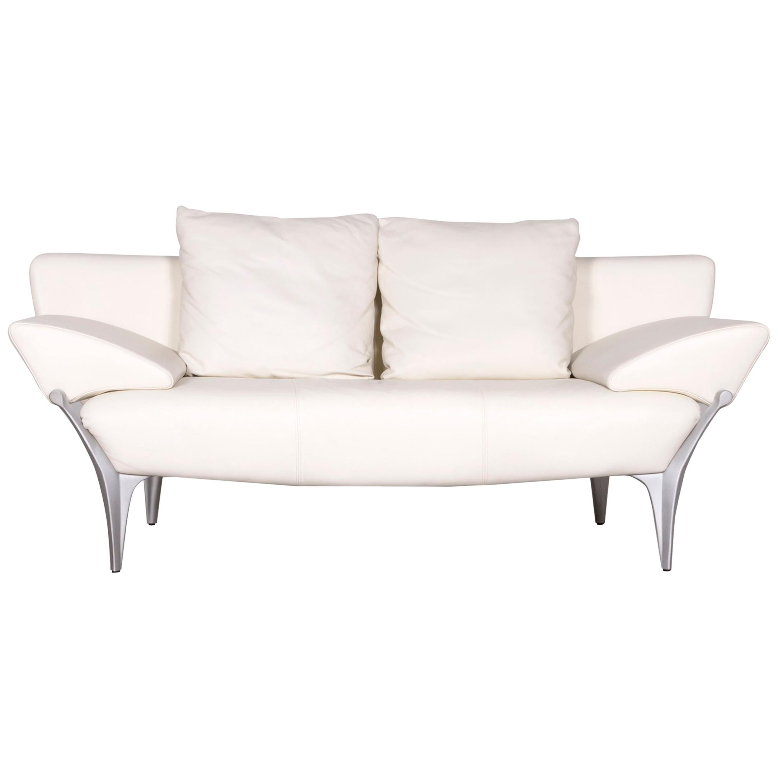 Rolf Benz 1600 Designer Leather Sofa Crème Two-Seat Couch For Sale at  1stDibs