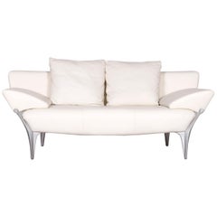 Rolf Benz 1600 Designer Leather Sofa Crème Two-Seat Couch