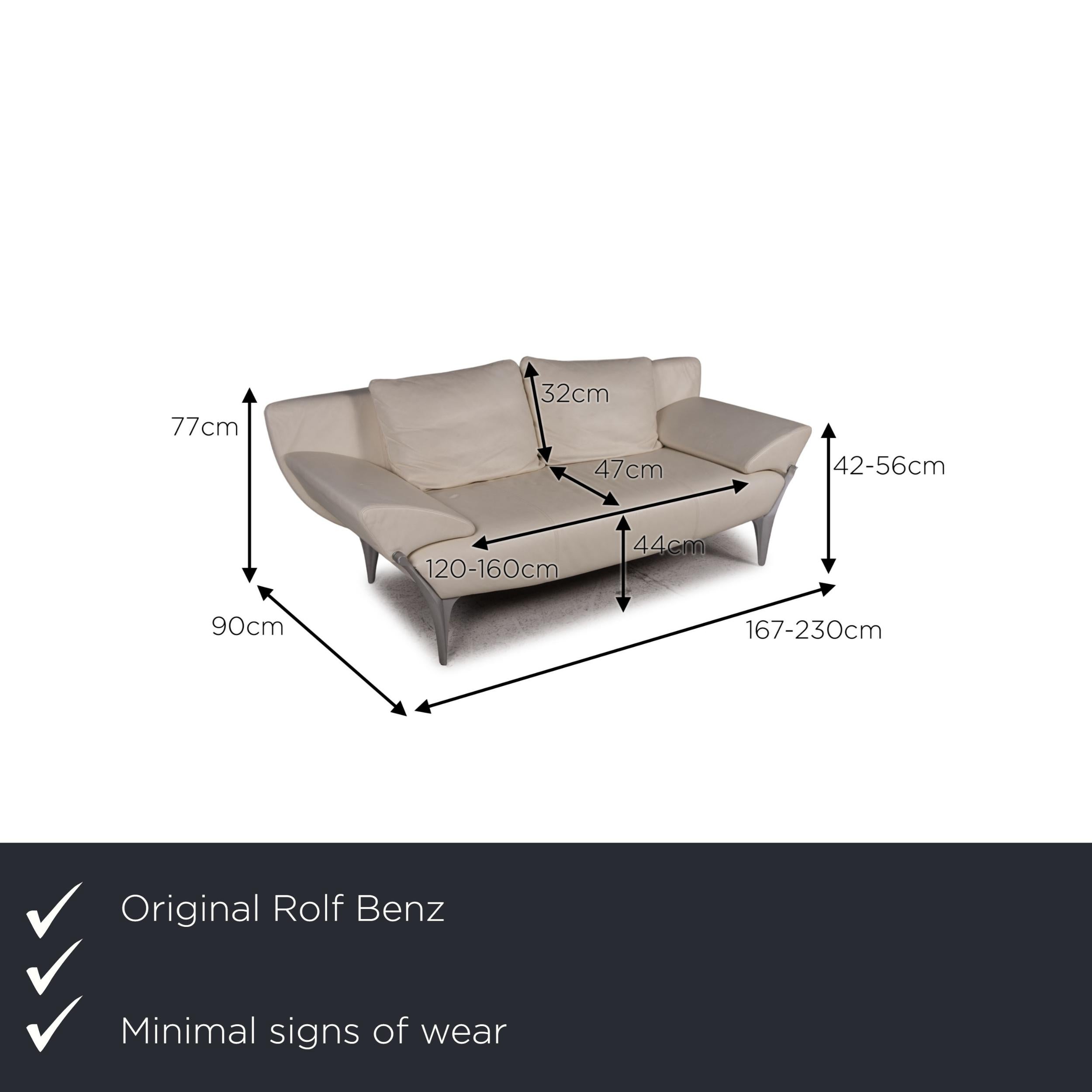We present to you a Rolf Benz 1600 leather sofa cream three-seater couch function.

Product measurements in centimeters:

Depth: 90
Width: 197
Height: 77
Seat height: 44
Rest height: 42
Seat depth: 47
Seat width: 120
Back height: