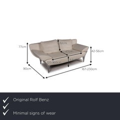 Rolf Benz 1600 Leather Sofa Cream Three-Seater Couch Function