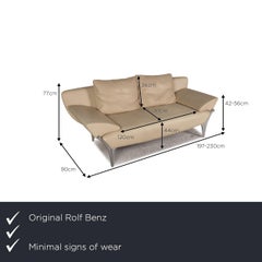 Rolf Benz 1600 Leather Sofa Cream Two-Seater Couch Function