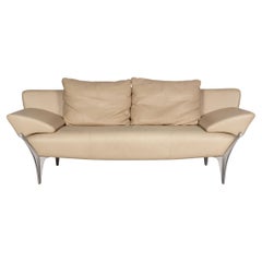 Rolf Benz 1600 Leather Sofa Cream Two-Seater Couch Function
