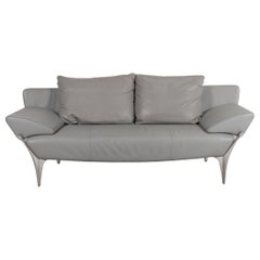 Rolf Benz 1600 Leather Sofa Gray Two-Seater Function Armrest Function Couch