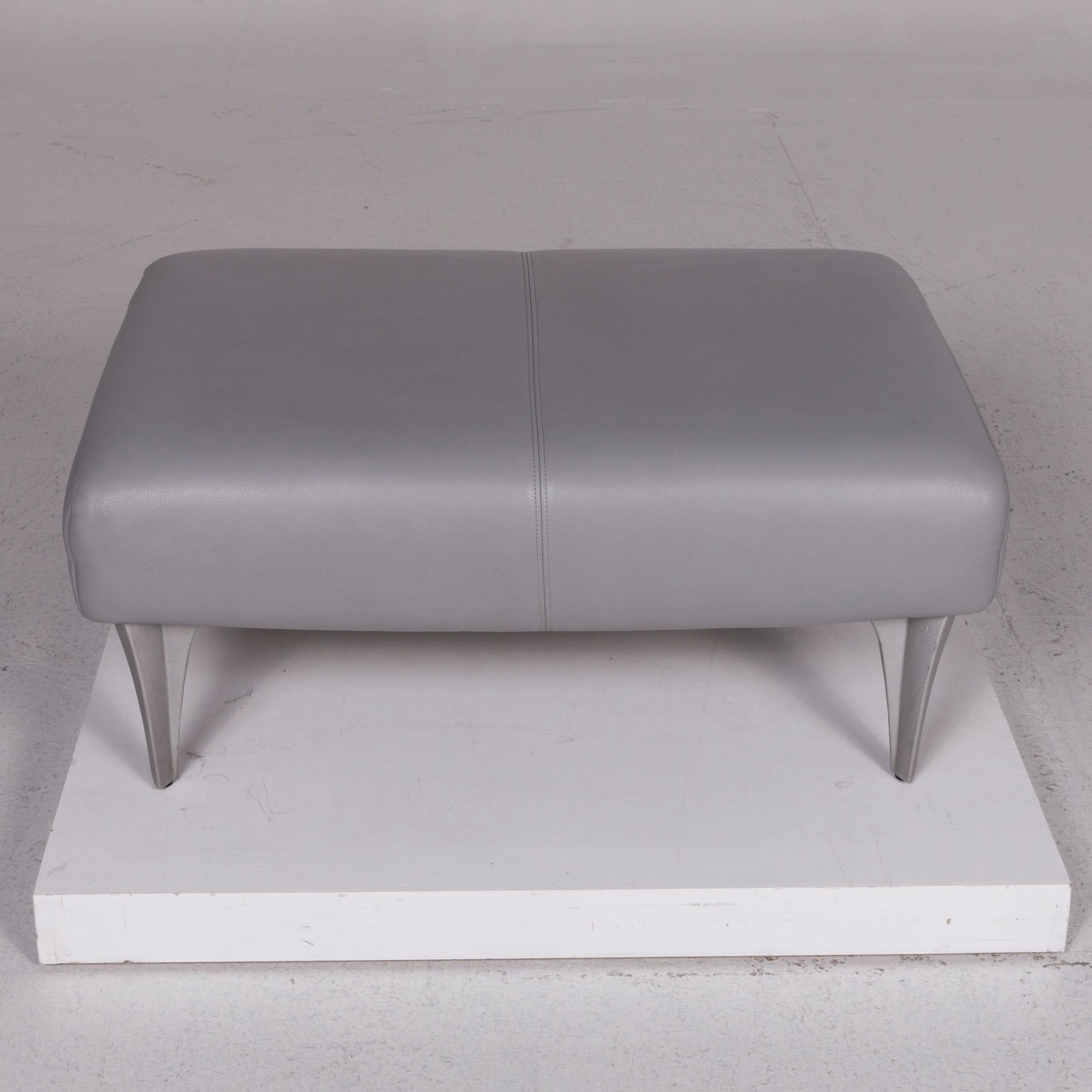 German Rolf Benz 1600 Leather Stool Gray