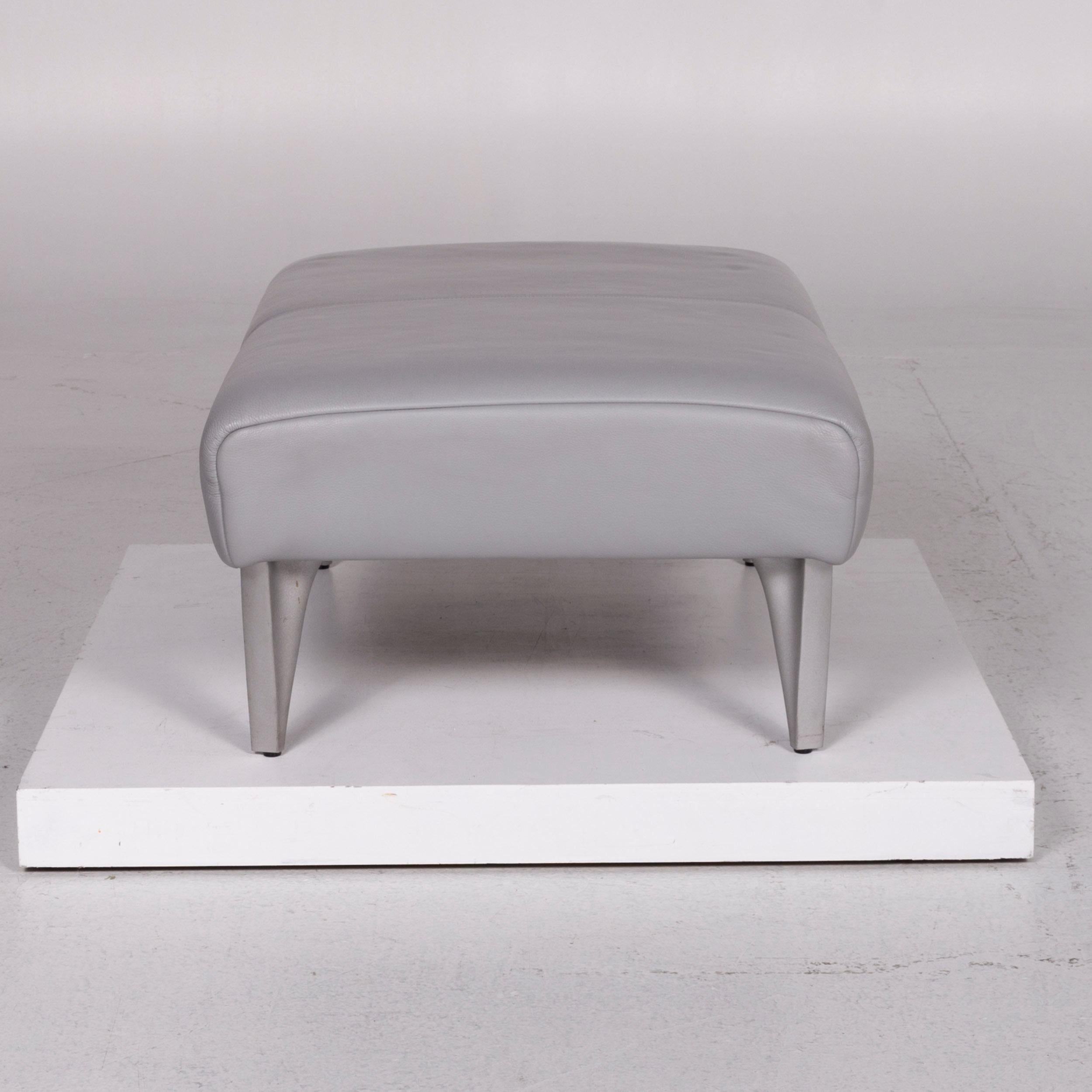 Rolf Benz 1600 Leather Stool Gray In Excellent Condition In Cologne, DE