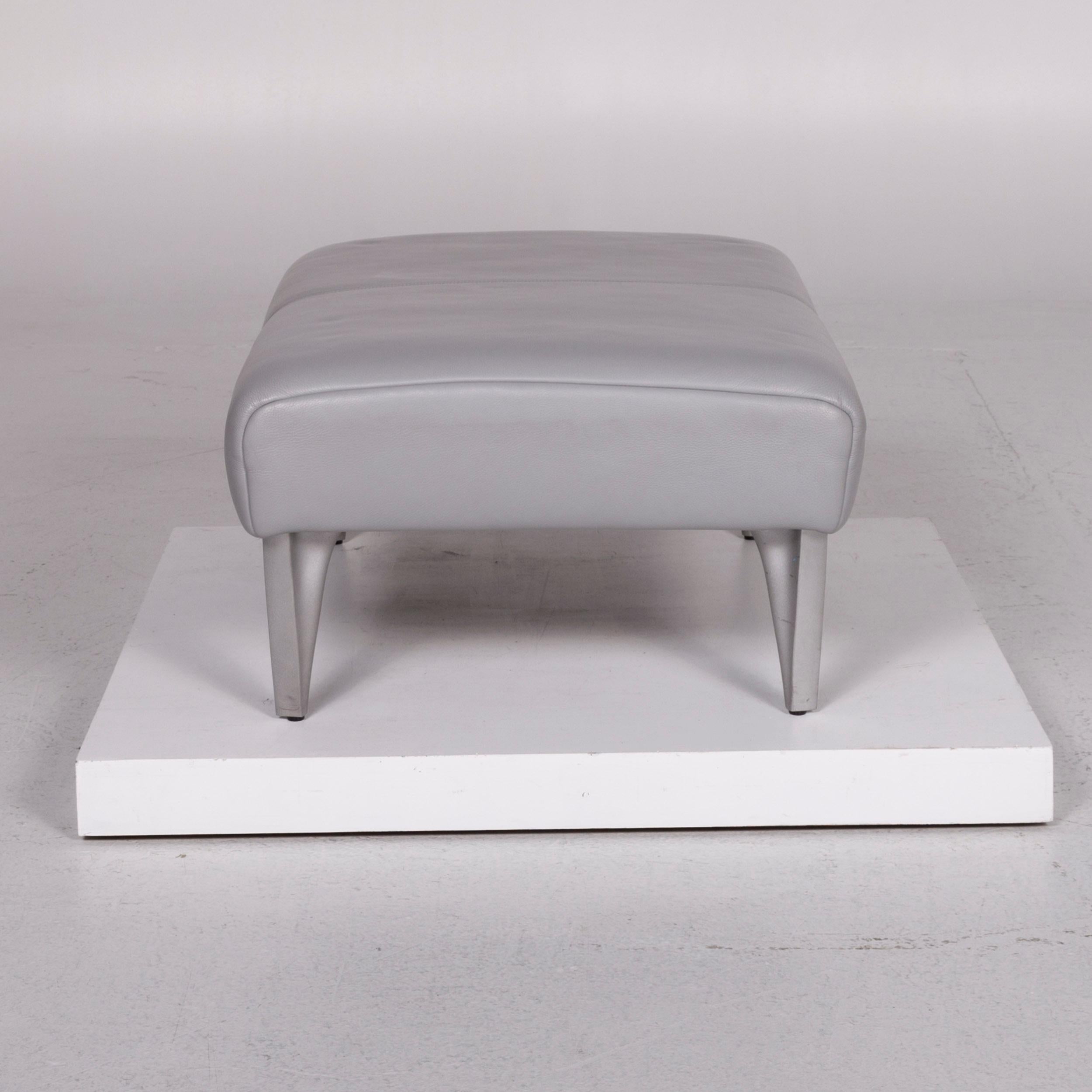 Rolf Benz 1600 Leather Stool Gray 1