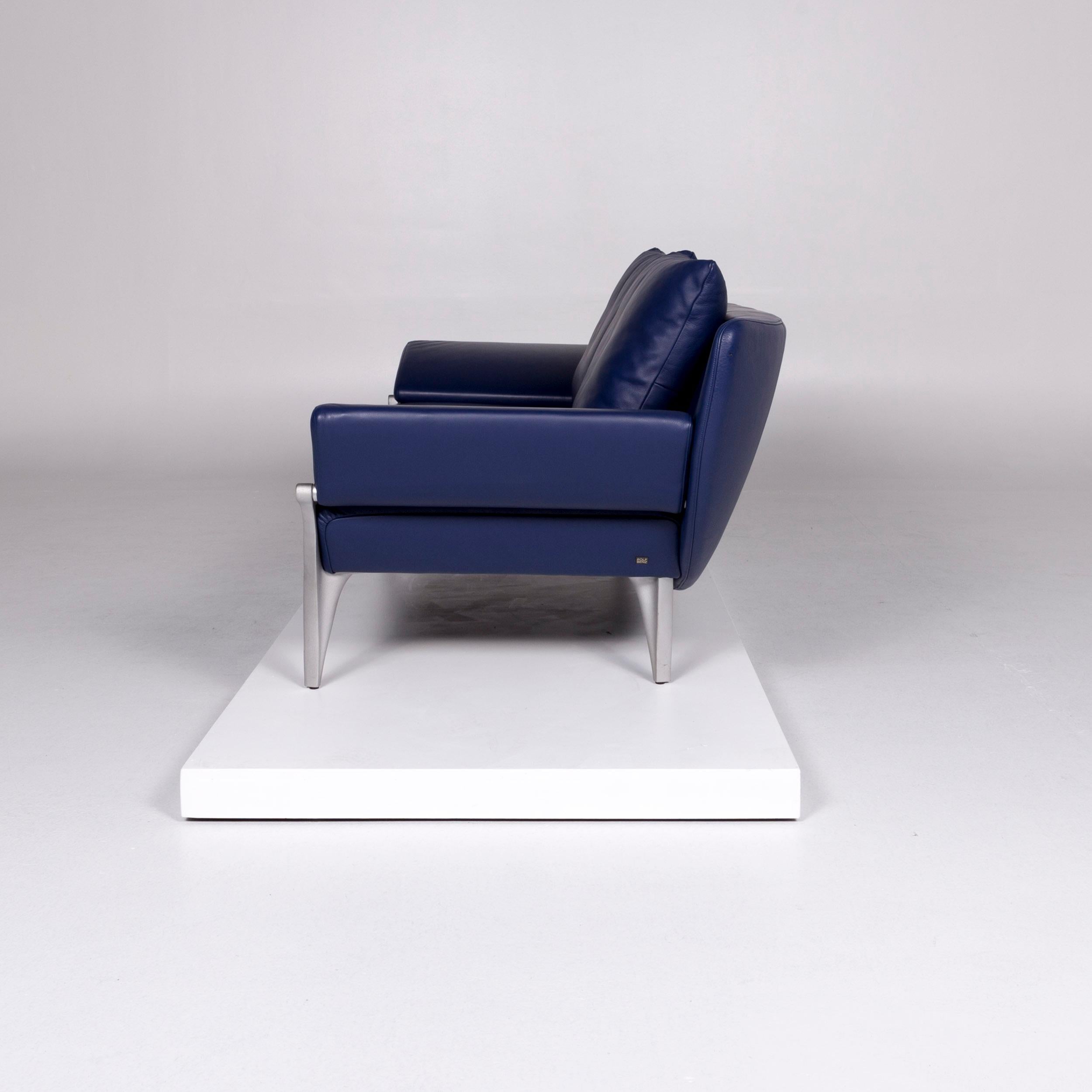 Rolf Benz 1600 Leder Sofa Blau Zweisitzer Couch For Sale 1