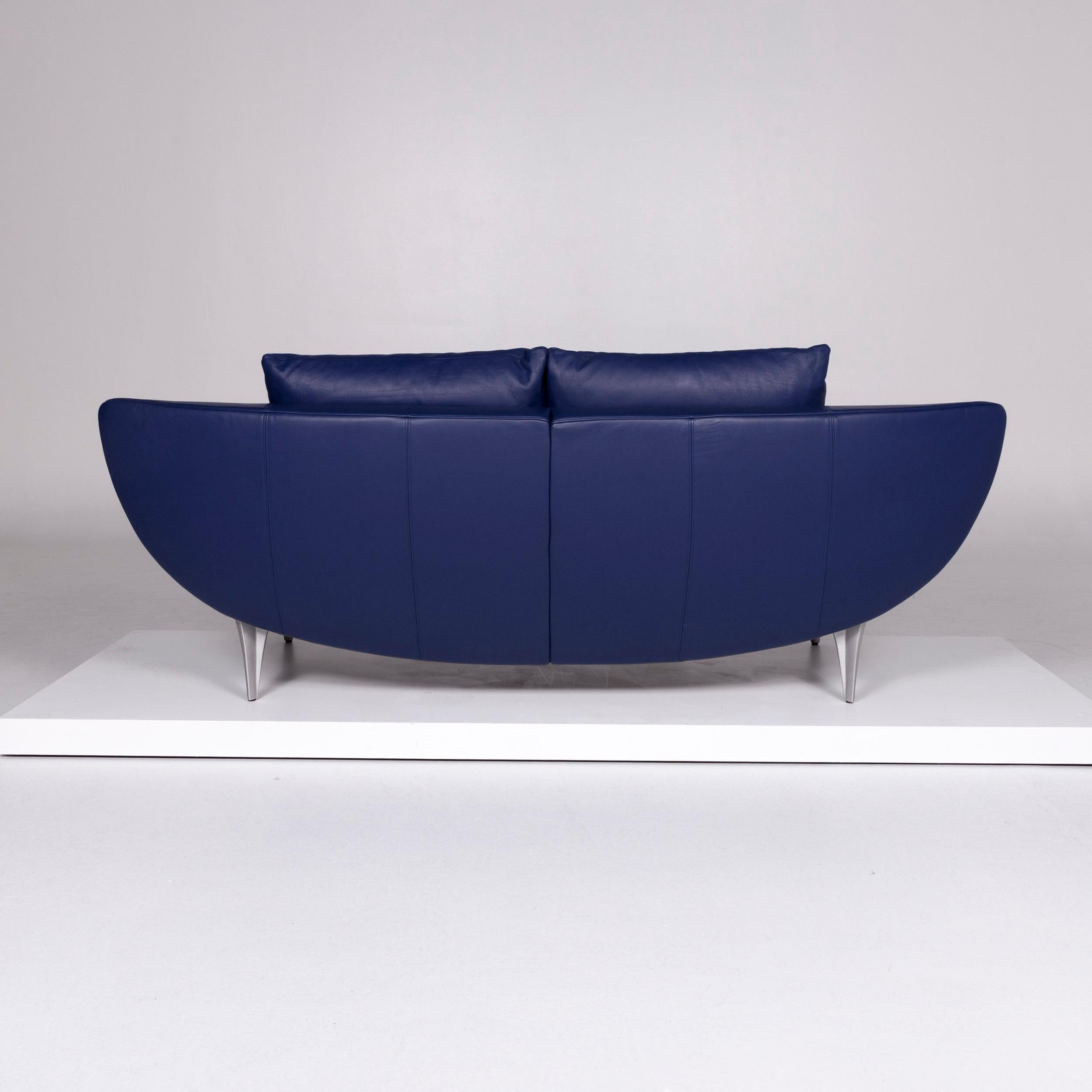 Leather Rolf Benz 1600 Leder Sofa Blau Zweisitzer Couch For Sale
